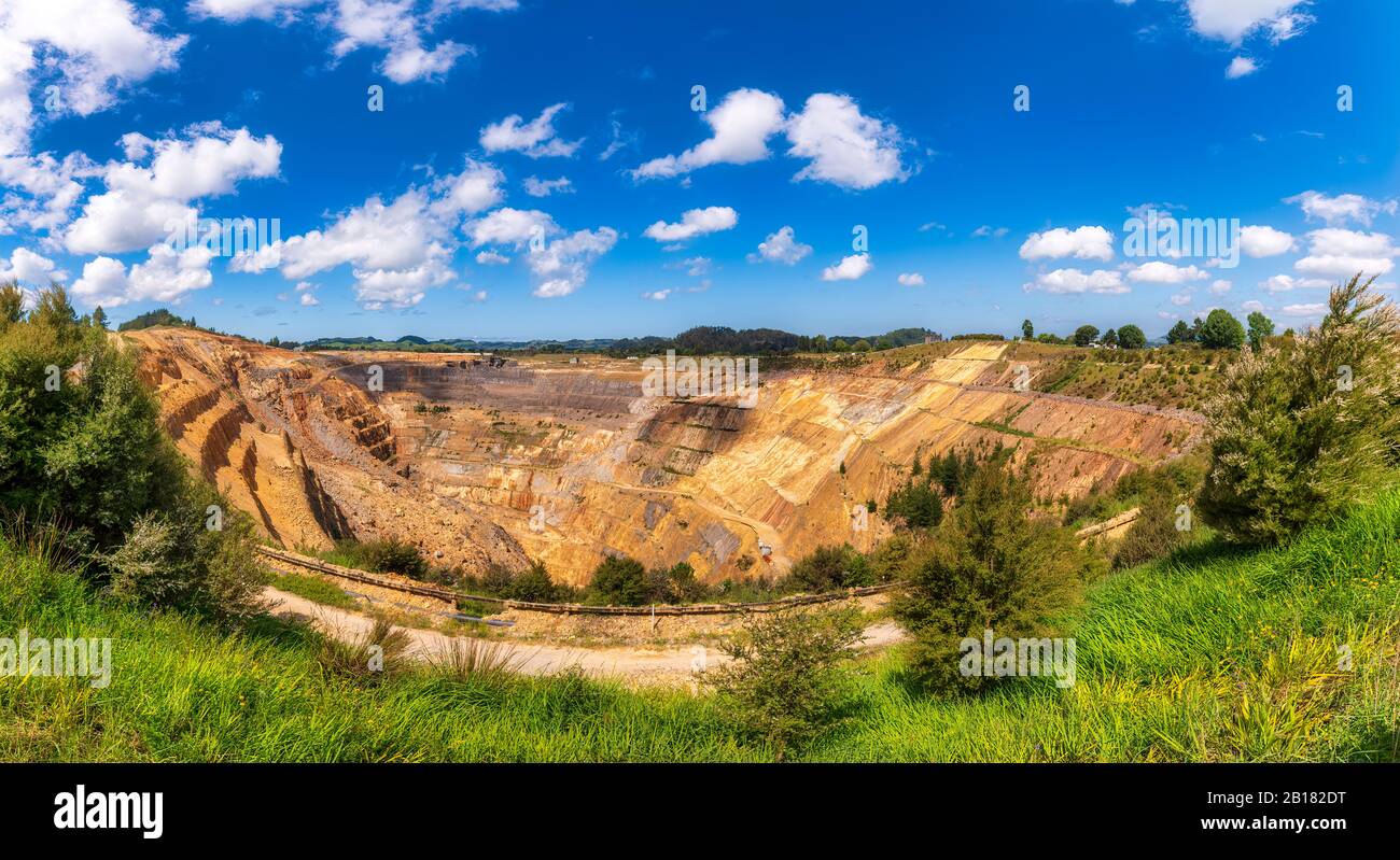 Neuseeland, Nordinsel, Waikato, Waihi, Martha Open Cast Gold Mine, öffentlicher Boden. Stockfoto