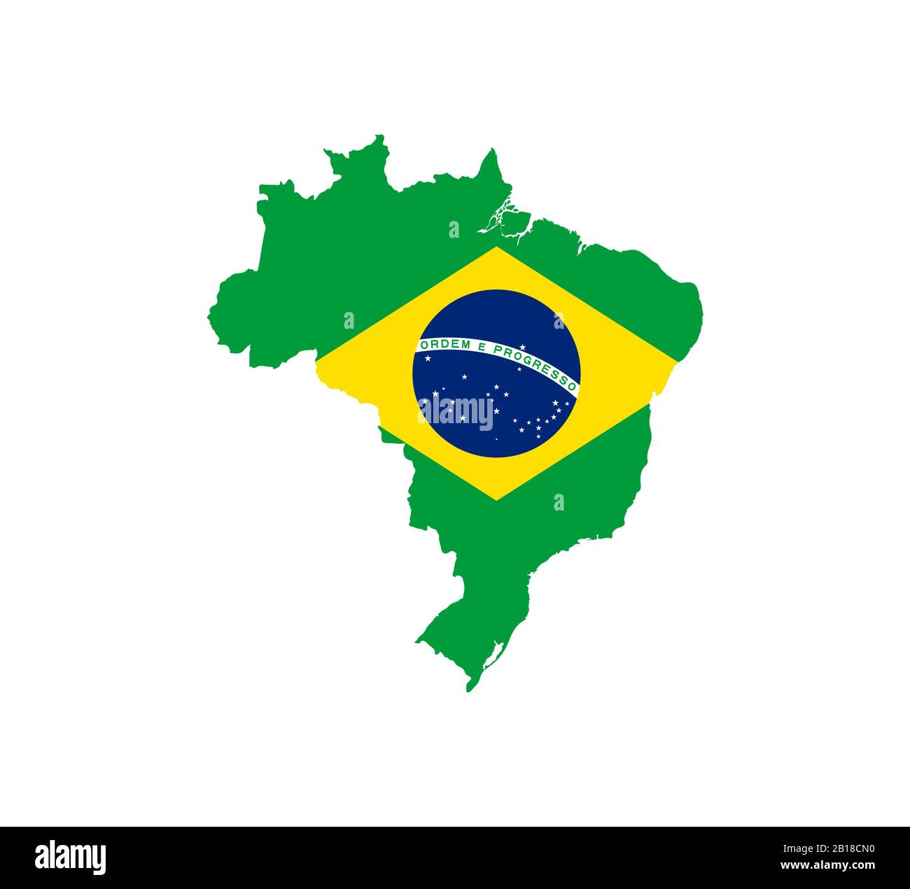 Brasilien-Karte, Flagge. Vektorgrafiken, flaches Design. Stock Vektor