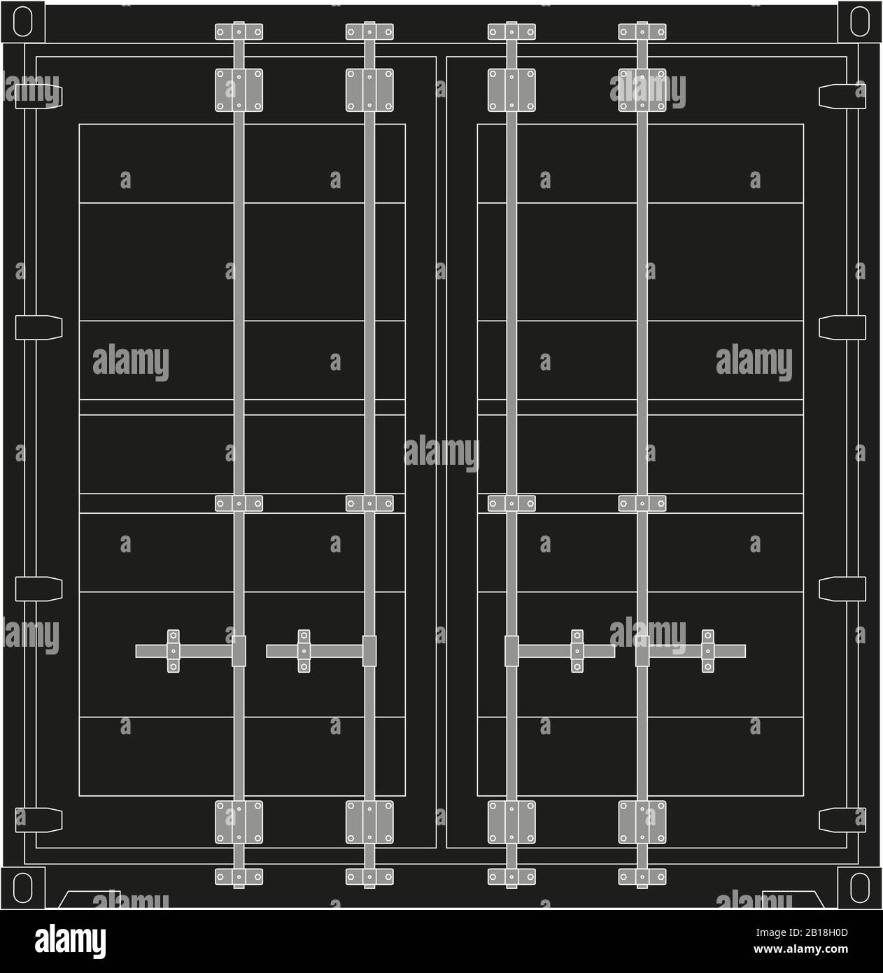 Frachtcontainer. Schwarzes Symbol Stock Vektor