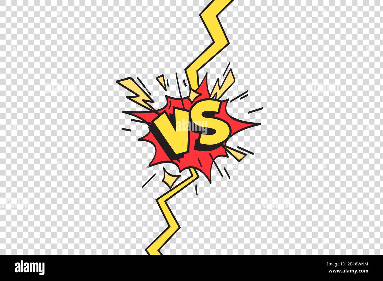 Comics vs. Frame. Versus Lightning ray Border, Comic Fighting Duel und Fight Confrontation isolierter Cartoon-Vektor-Hintergrund Stock Vektor