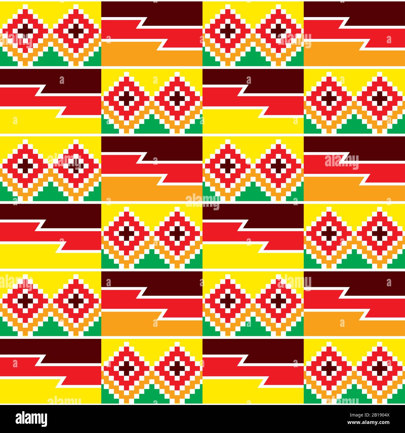 Stammesvektor nahtloses Textilmuster - Kente Mud Cloth Style, traditionelles geometrisches Nwentom-Design aus Ghana, Afrikanisch Stock Vektor