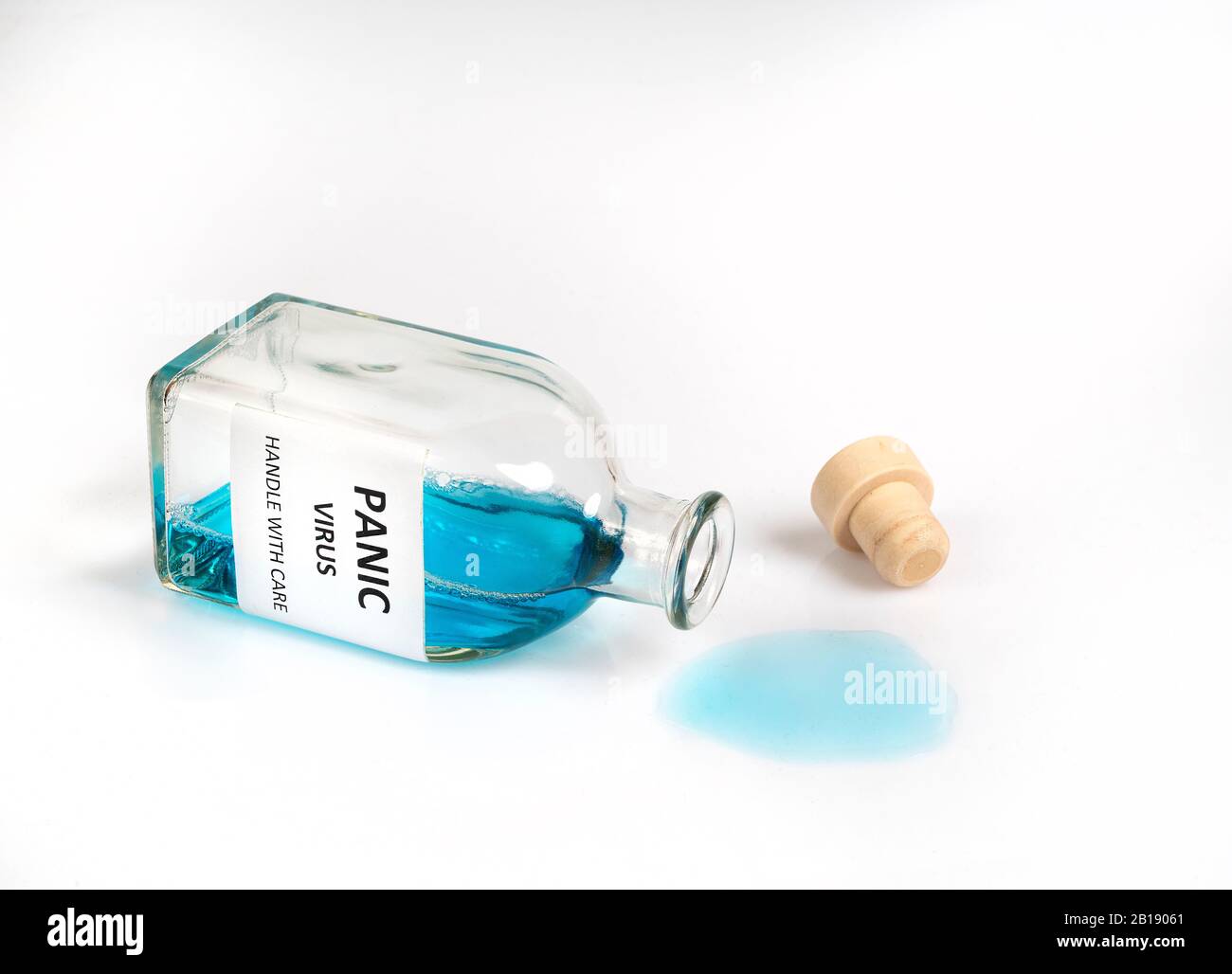 Eine Glasflasche mit dem Panikvirus Stockfoto