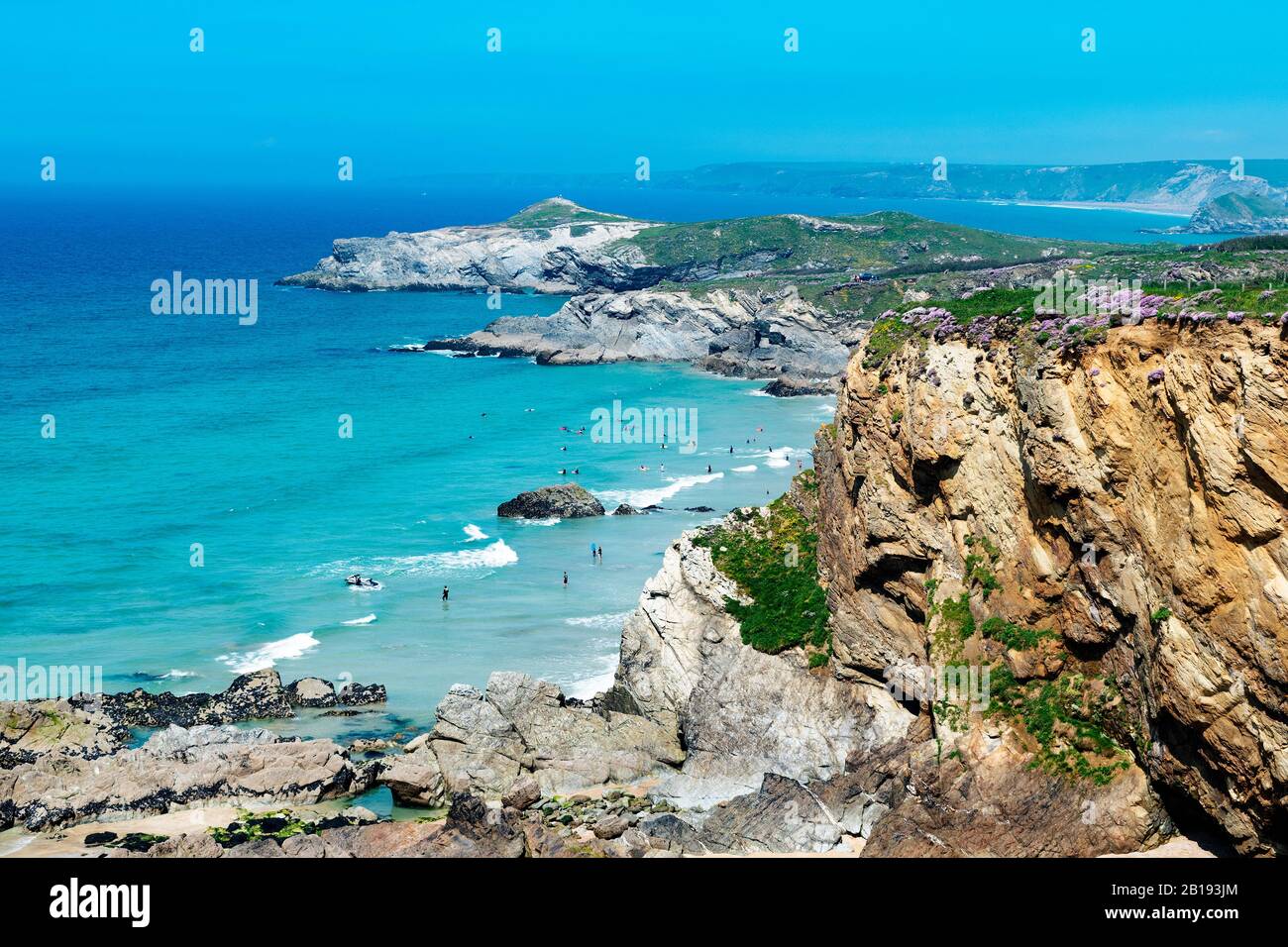 Die zerklüftete Küste in der Nähe von newquay in cornwall, england, großbritannien. Stockfoto