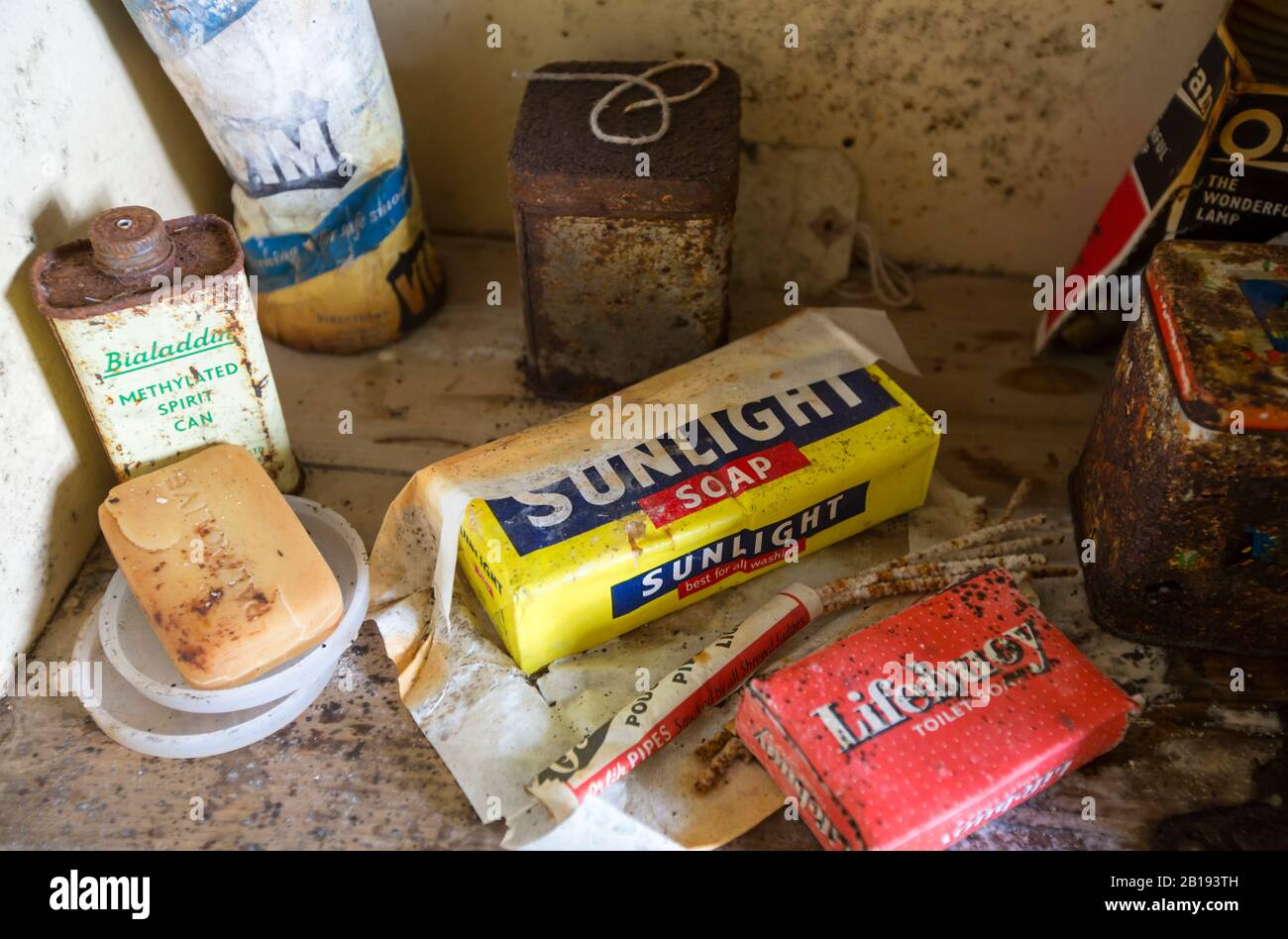 Old Soap in Station W, einer alten britischen wissenschaftlichen Forschungsstation auf der Detaille Island, Graham Land, Antarktis. Stockfoto