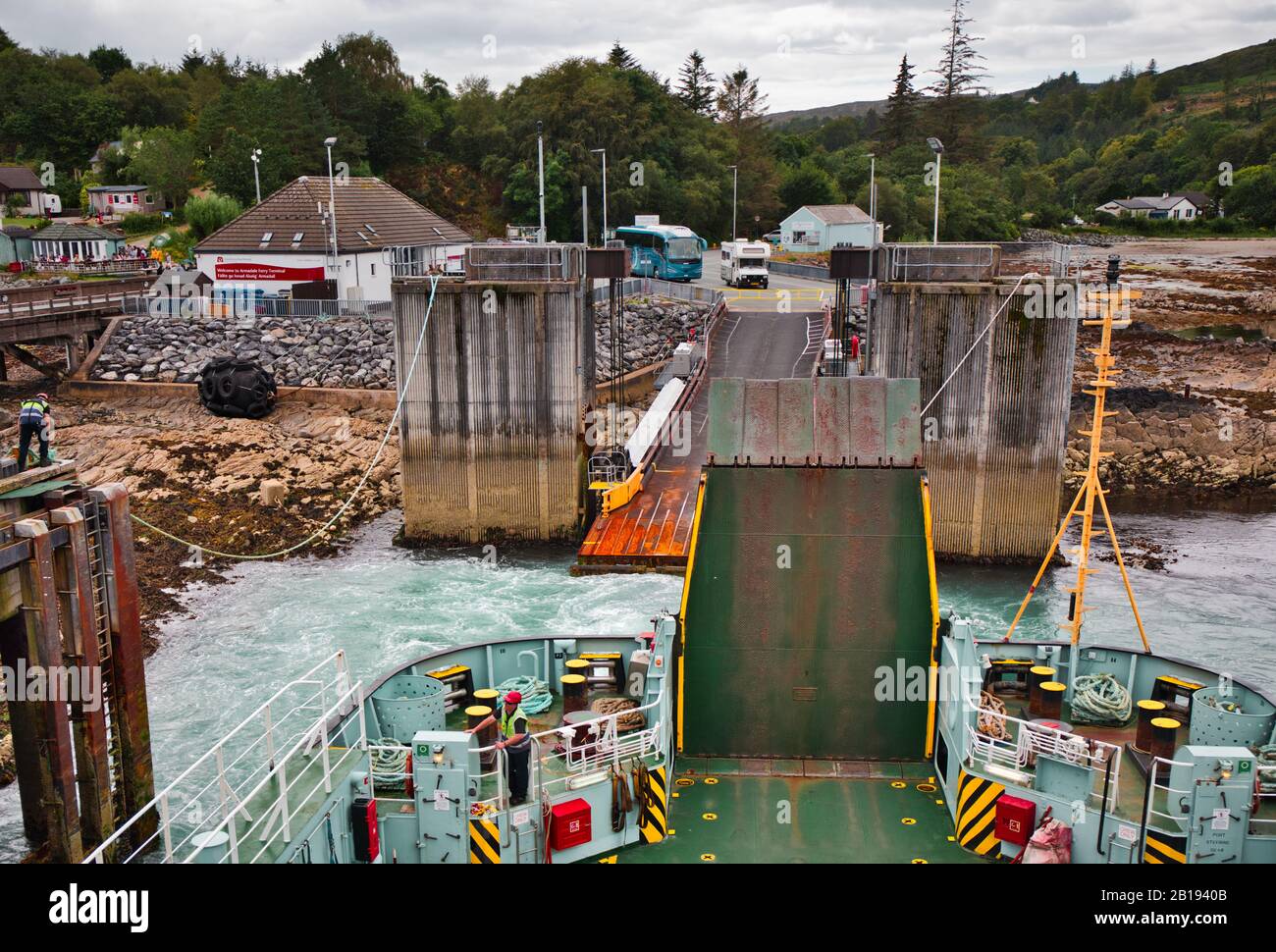 Caledonian MacBrayne Fähre von Armadale auf der Isle of Skye über den Sound of Sleat nach Mallaig, Lochaber, Schottland Stockfoto