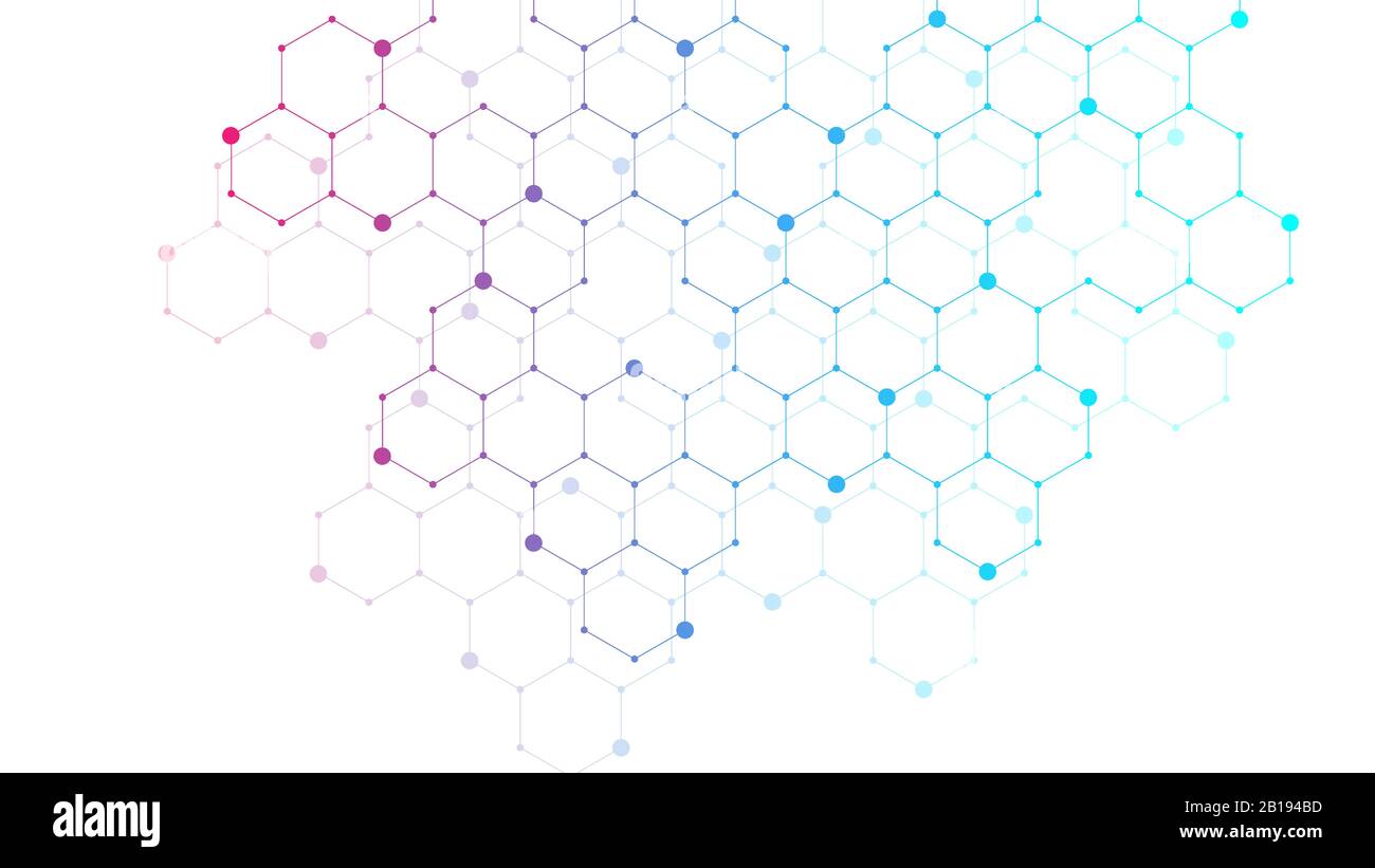Sechsecke abstrakt Hintergrund mit geometrischen Formen. Wissenschaft, Technologie und medizinische Konzept. Futuristischer Hintergrund in den Bereichen Wissenschaft Stil. Grafik hex Stock Vektor