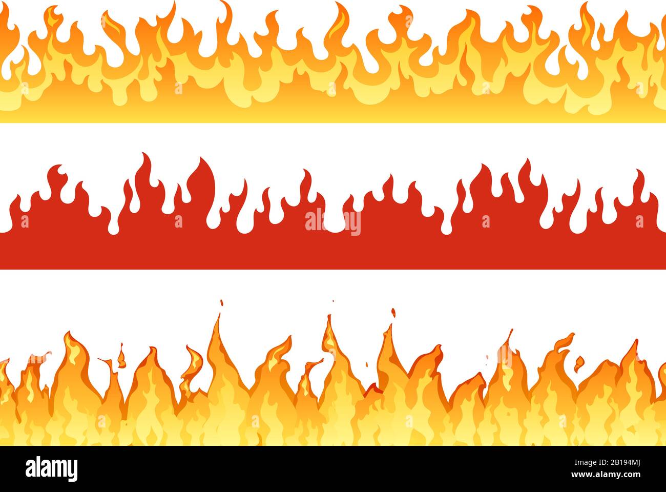Feuerbanner. Flammende Silhouette oder ewige Flammen. Hell flammende Banner Illustrationssatz Stock Vektor