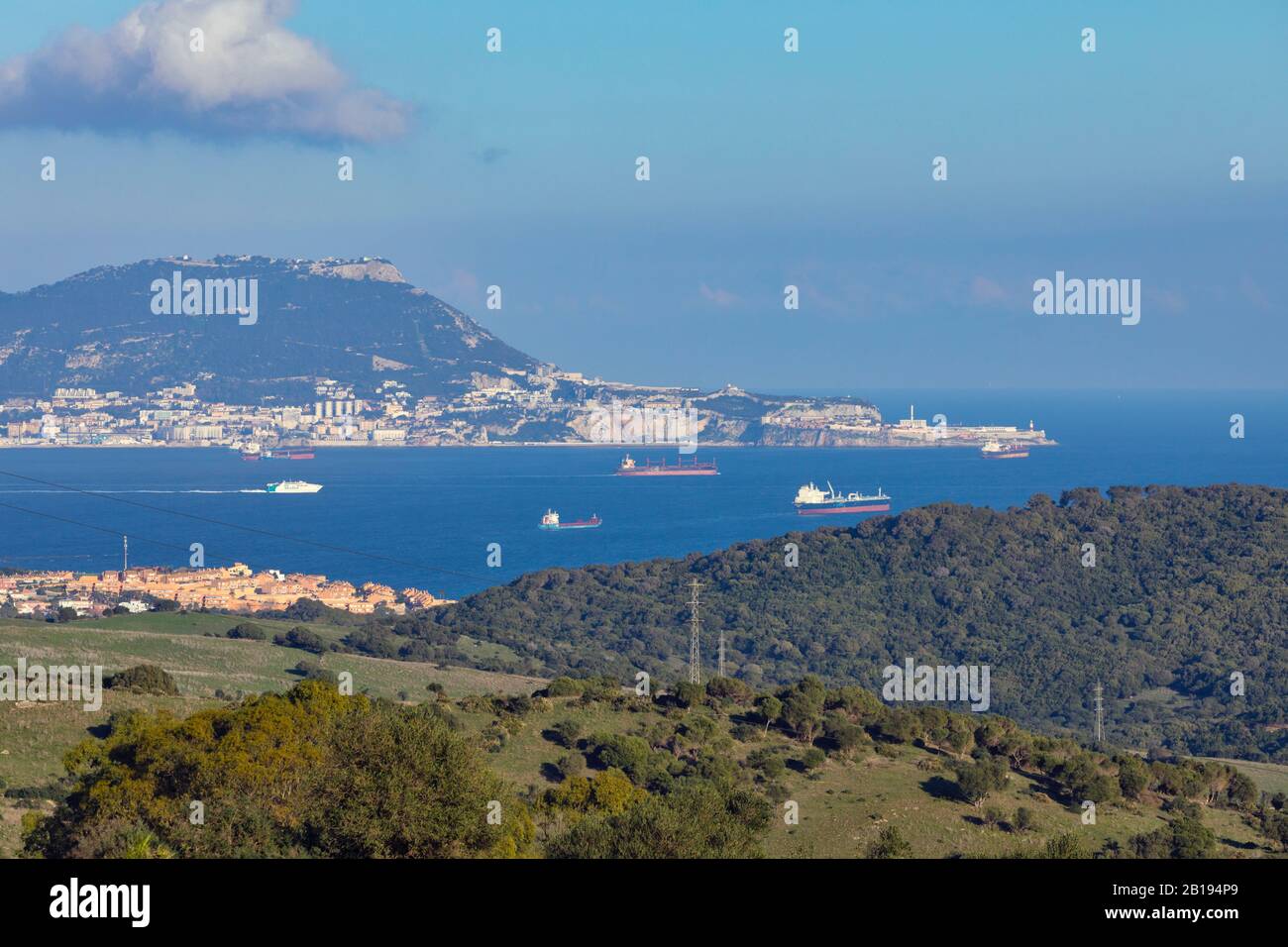 Gibraltar aus der Nähe von Algeciras, Spanien. Stockfoto