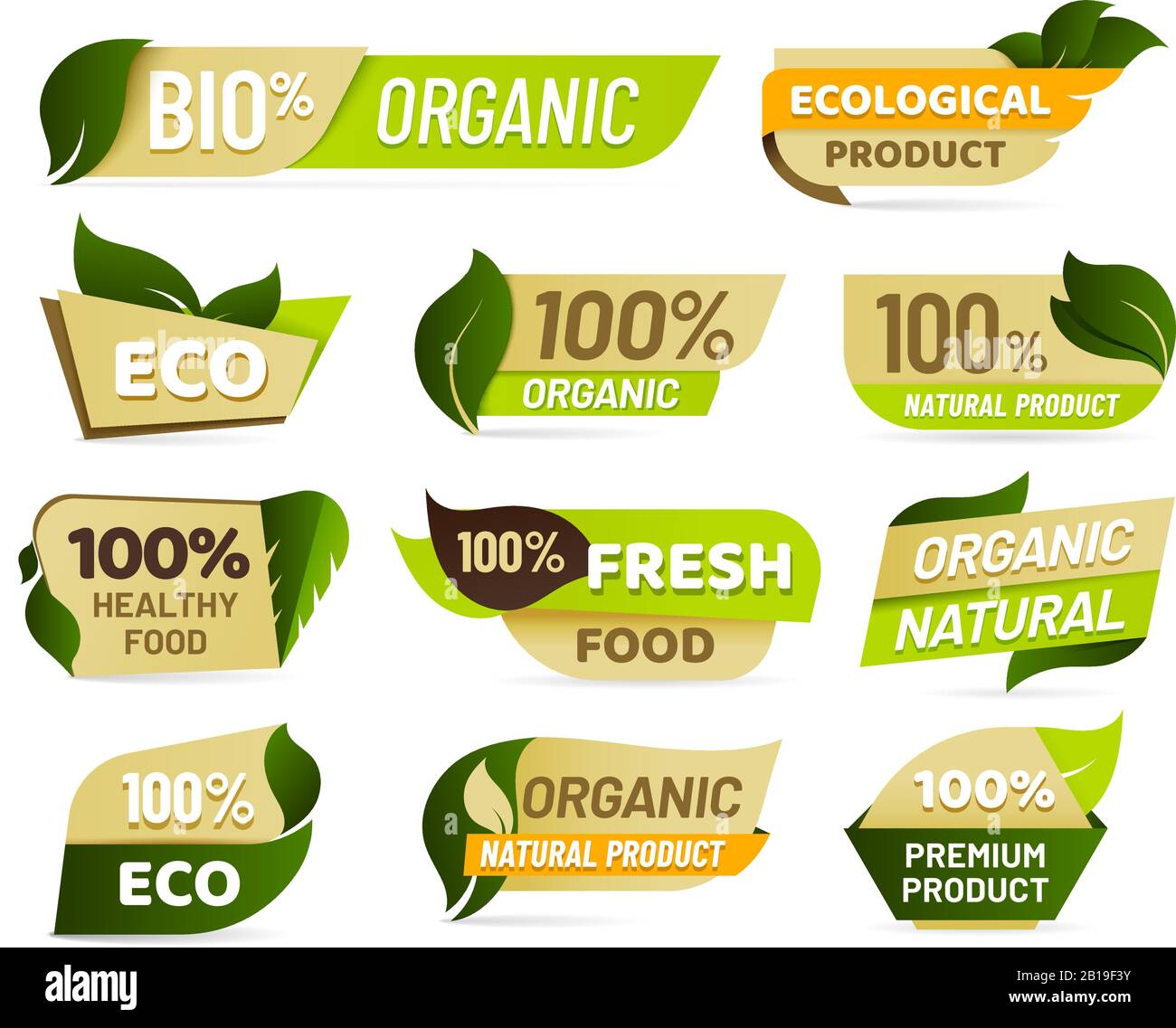 Veganes Emblem. Produktabzeichen für frische Natur, Aufkleber für gesunde vegetarische Lebensmittel und Vektor-Set für natürliche ökologische Lebensmittel Stock Vektor