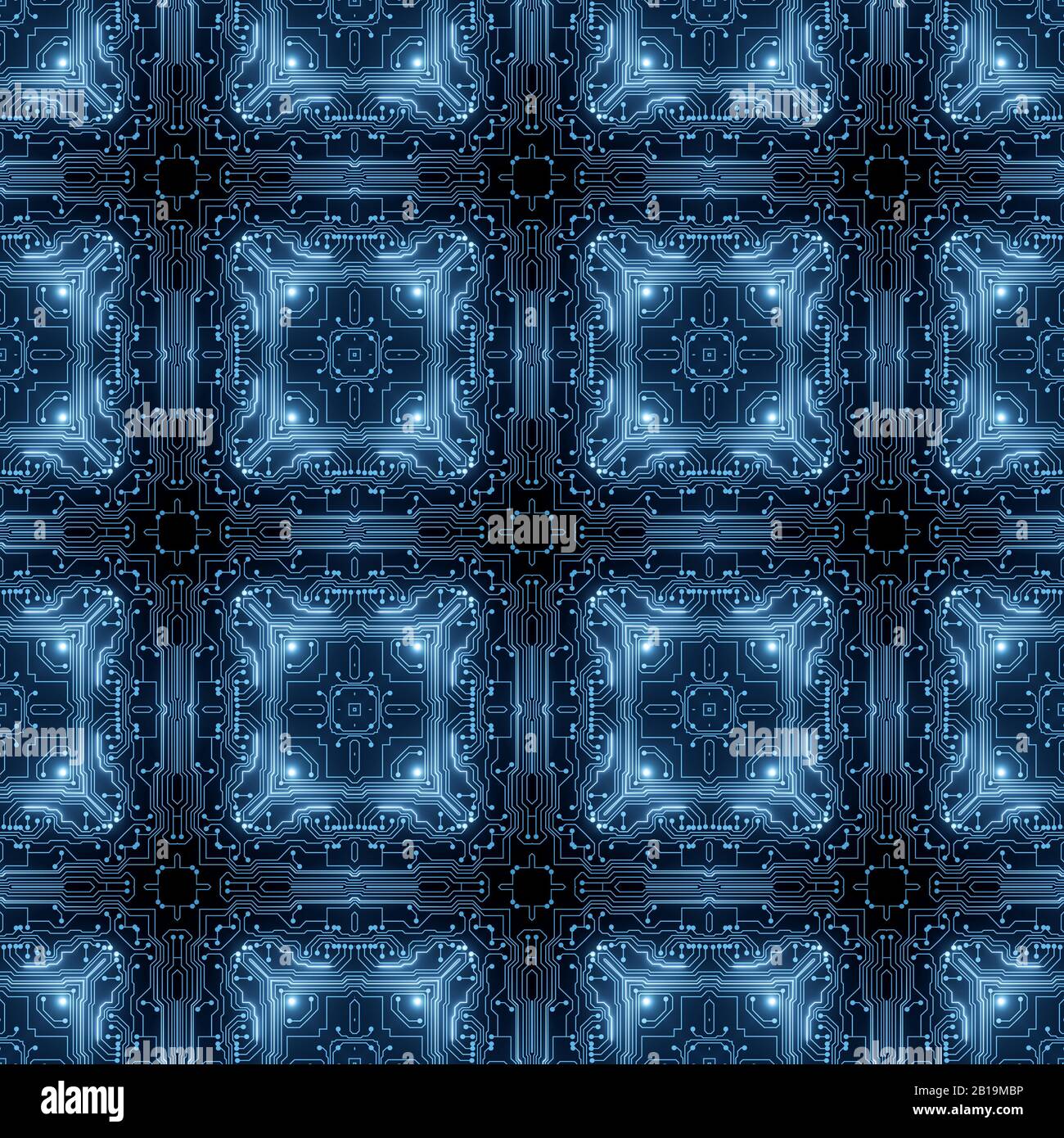 Blue Circuit Board Pattern Digitaler Nahtloser Hintergrund. Abstrakte Futuristische Grafik Auf Der Hauptplatine. Informationstechnologie, High-Tech Stockfoto