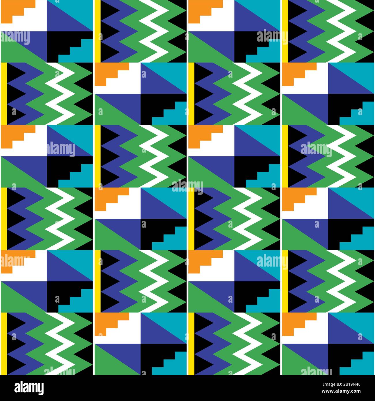 Stammesvektor nahtloses Textilmuster - Kente Mud Cloth Style, traditionelles geometrisches Nwentom-Design aus Ghana, Afrikanisch Stock Vektor