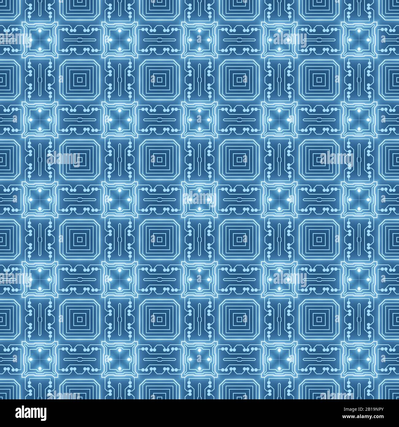 Leiterplatte Seamless Pattern, Digitaler Hintergrund. Kreative Futuristische Grafik auf der Hauptplatine. Informationstechnologie, High-Tech-Unternehmen Stockfoto