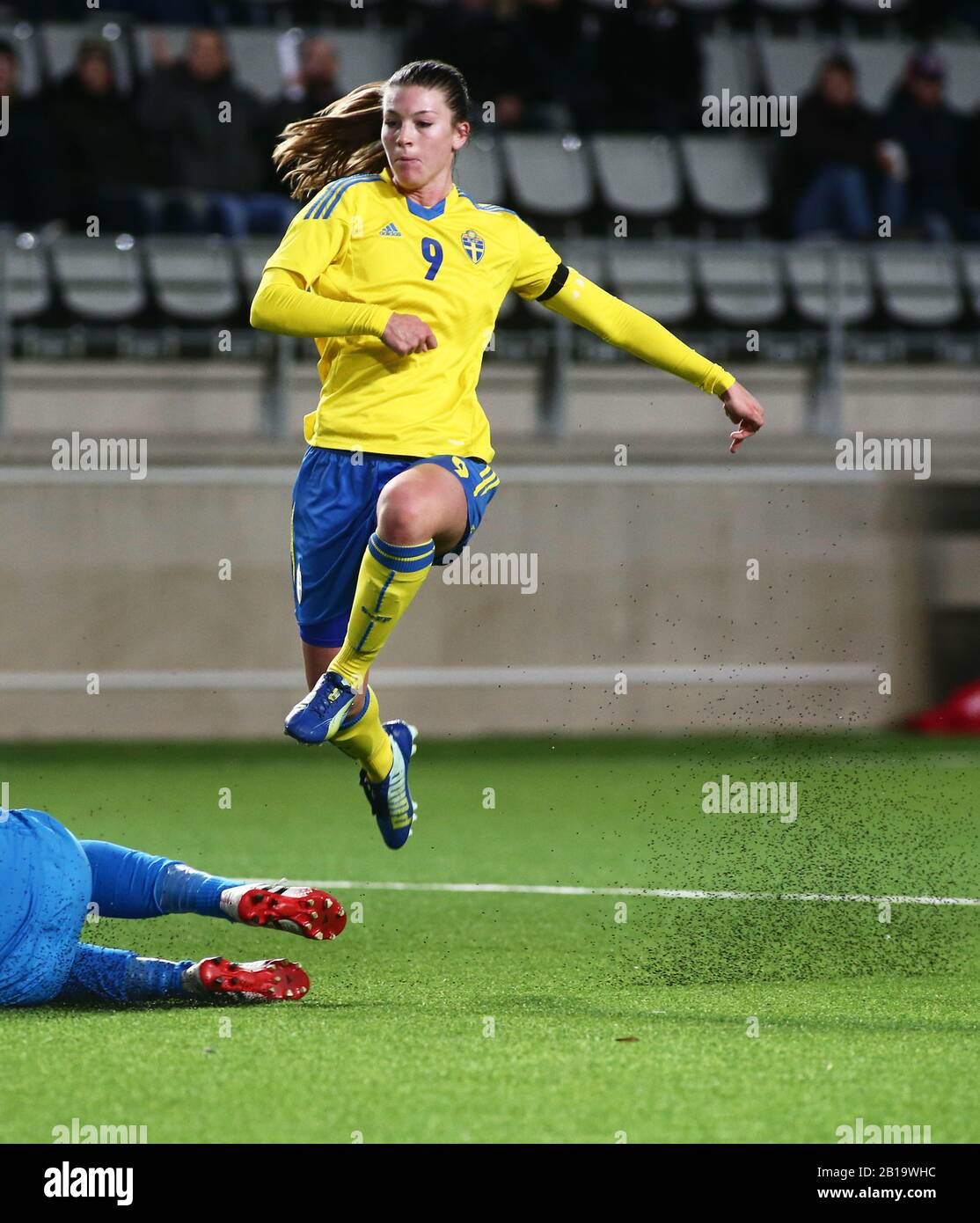 Linköping, Schweden 20141030Nr. 9 Pauline Hammarlund während des U23-Länderspiels zwischen Schweden-Norwegen in der Linköping-Arena. Foto Jeppe Gustafsson Stockfoto