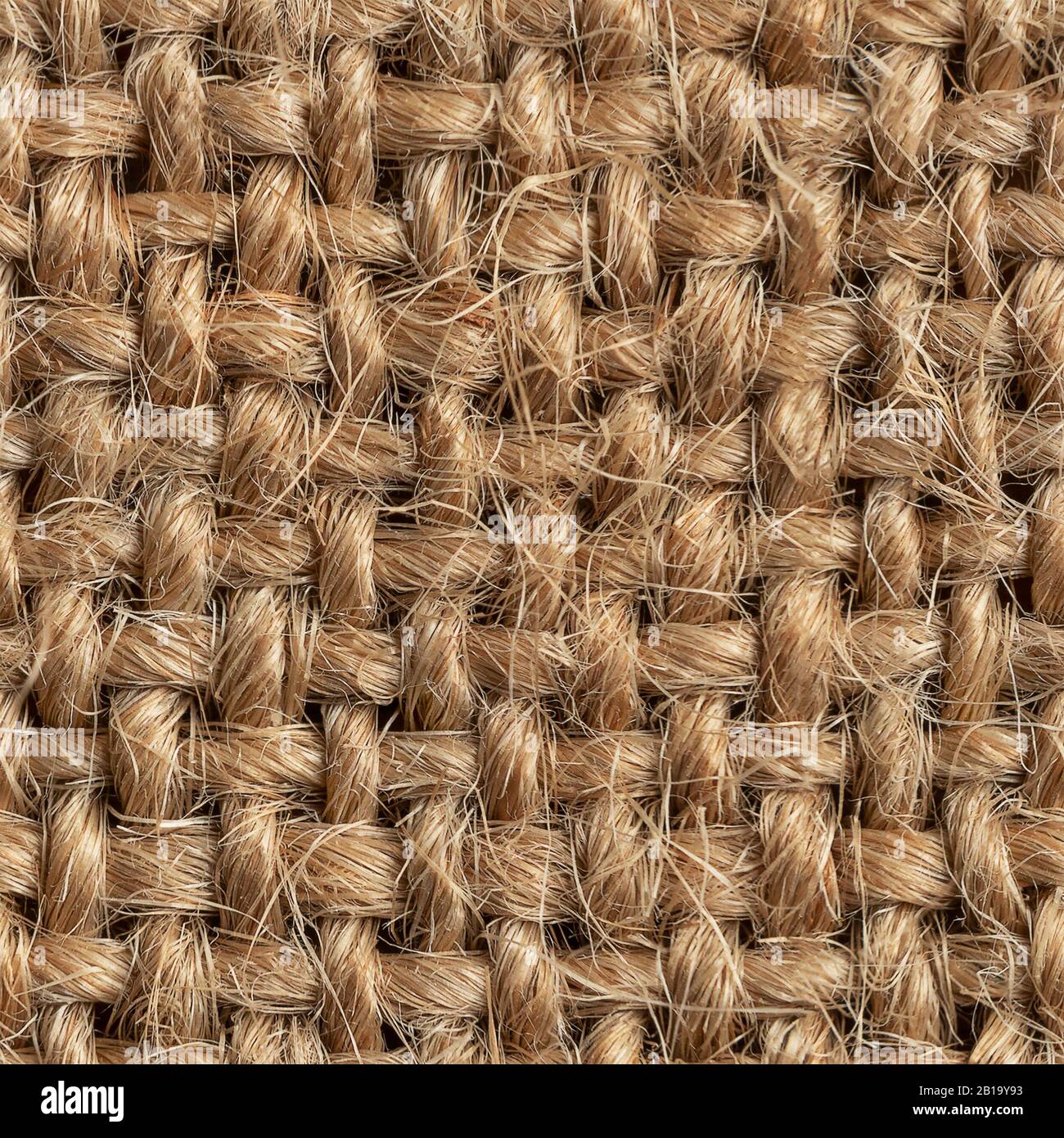 Burlap, natürliche Qualität. Nahtlose quadratische Textur in Nahaufnahme. Stockfoto