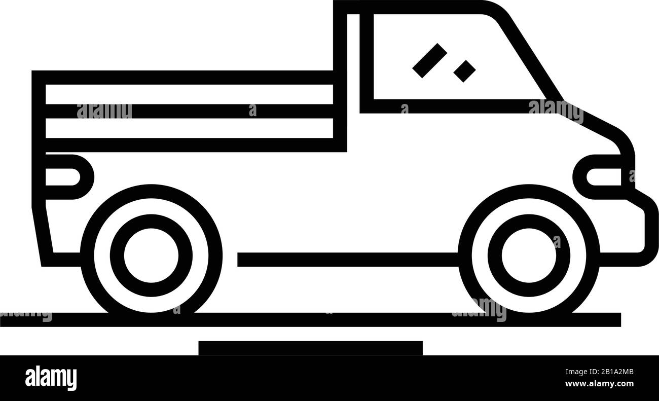Symbol für Lieferwagenlinie, Konzeptschild, Konturvektorabbildung, lineares Symbol. Stock Vektor