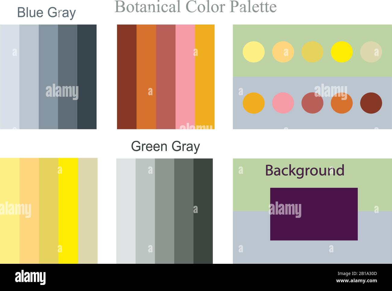 Vektorgrafiken der Farbtrendpalette. Set Samples Farbdesign für Innenraumideen, Mode, Stoffe und mehr Themen Designkunst Stock Vektor