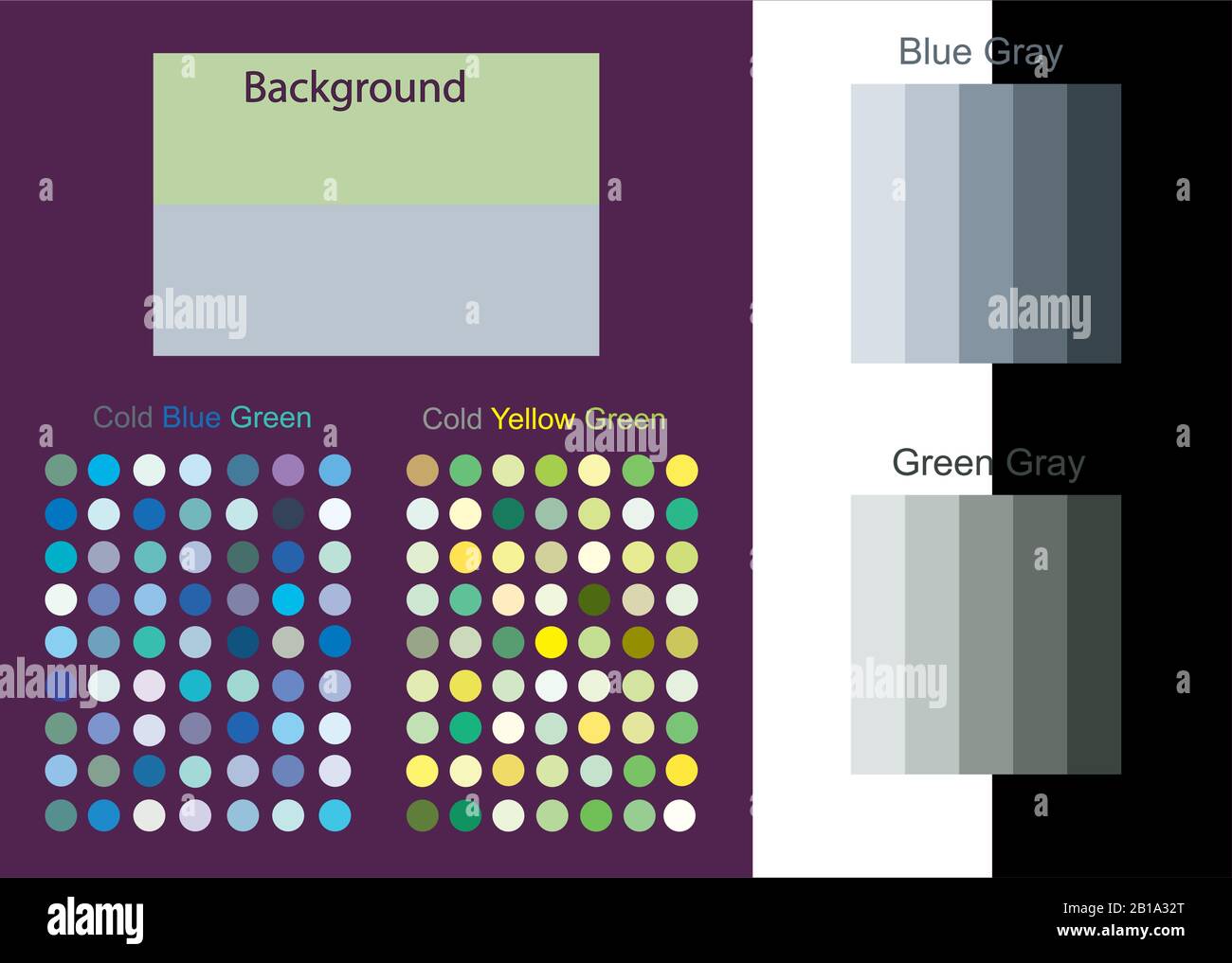Vektorgrafiken der Farbtrendpalette. Set Samples Farbdesign für Innenraumideen, Mode, Stoffe und mehr Themen Designkunst Stock Vektor