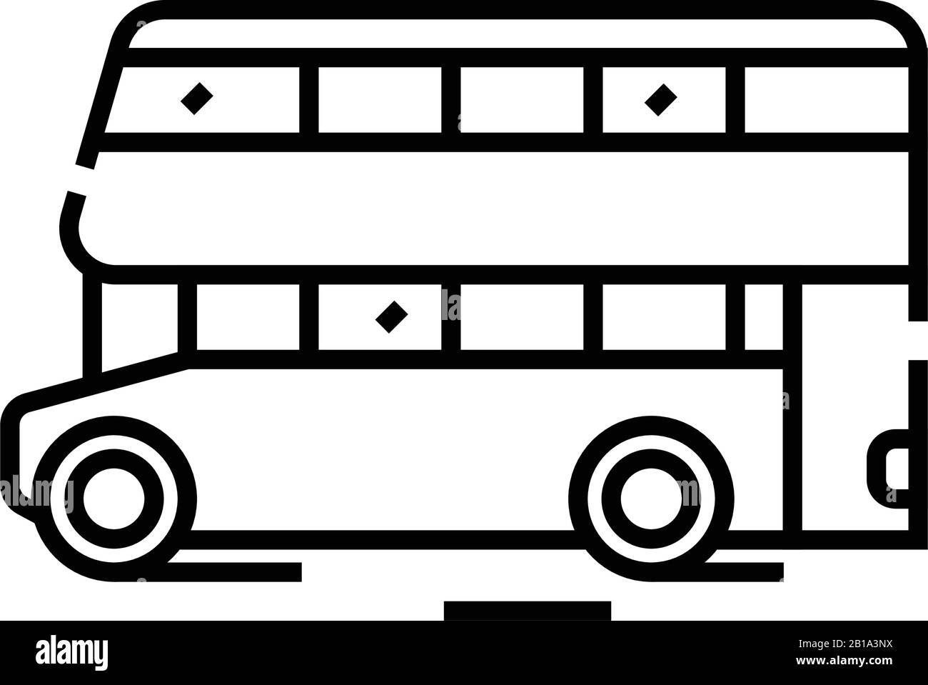 Doppeldeckerbus-Liniensymbol, Konzeptschild, Konturvektorabbildung, lineares Symbol. Stock Vektor