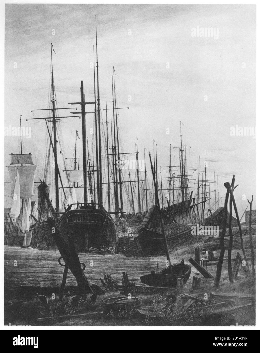 Caspar David Friedrich Hafen von Greifswald. Stockfoto