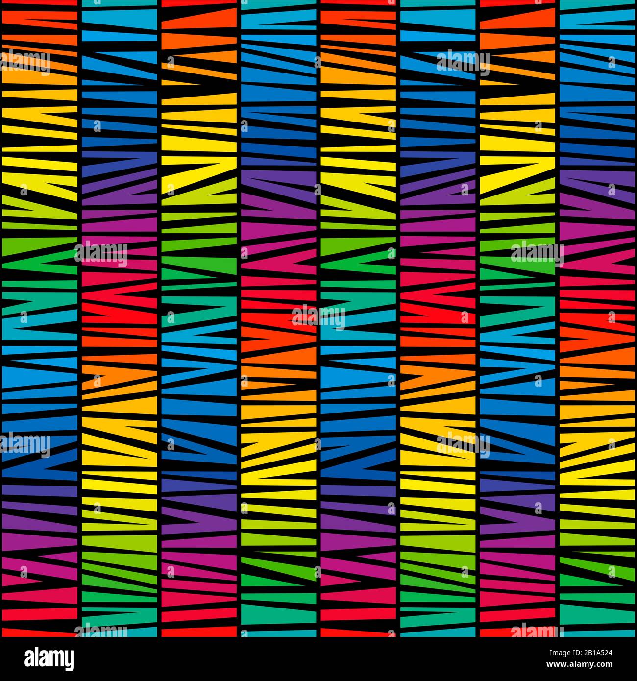 Streifenmuster auf schwarzem Hintergrund. Rainbow Gradient Farbspektrum mit hellen Farben. Nahtlose, strukturierte, trendige, moderne Illustration. Stockfoto