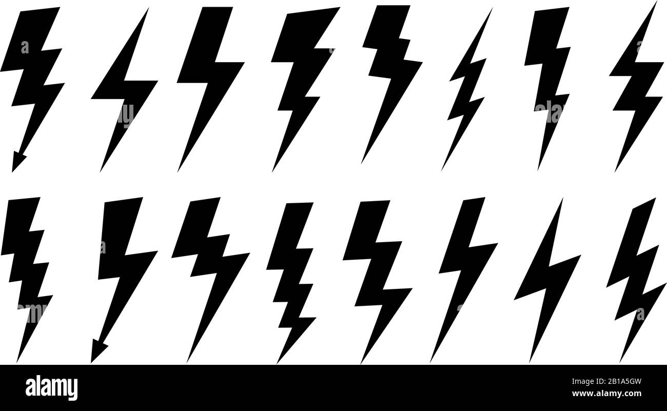Blitzschnelle Silhouette. Hochspannungssymbol, elektrische Beleuchtung und silhouetten aus thunderbolt. Vektor-Darstellung isolierter Vorzeichensatz Stock Vektor