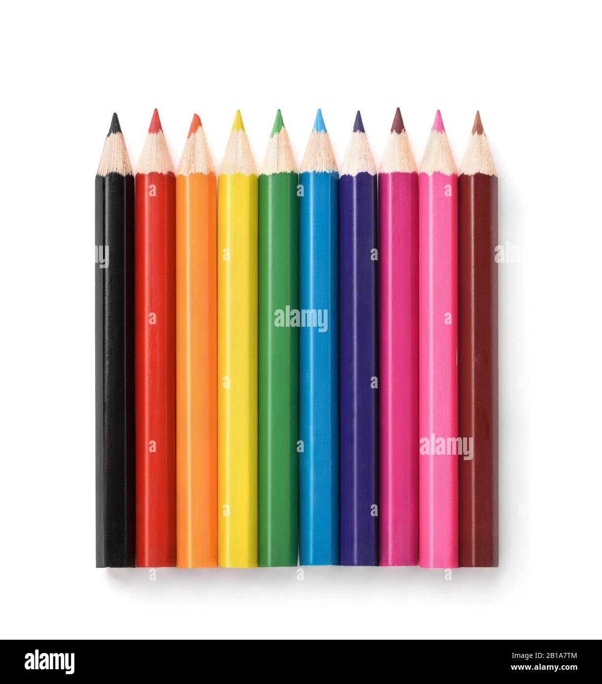 Reihe von bunten Bleistiften isoliert auf Weiß Stockfoto