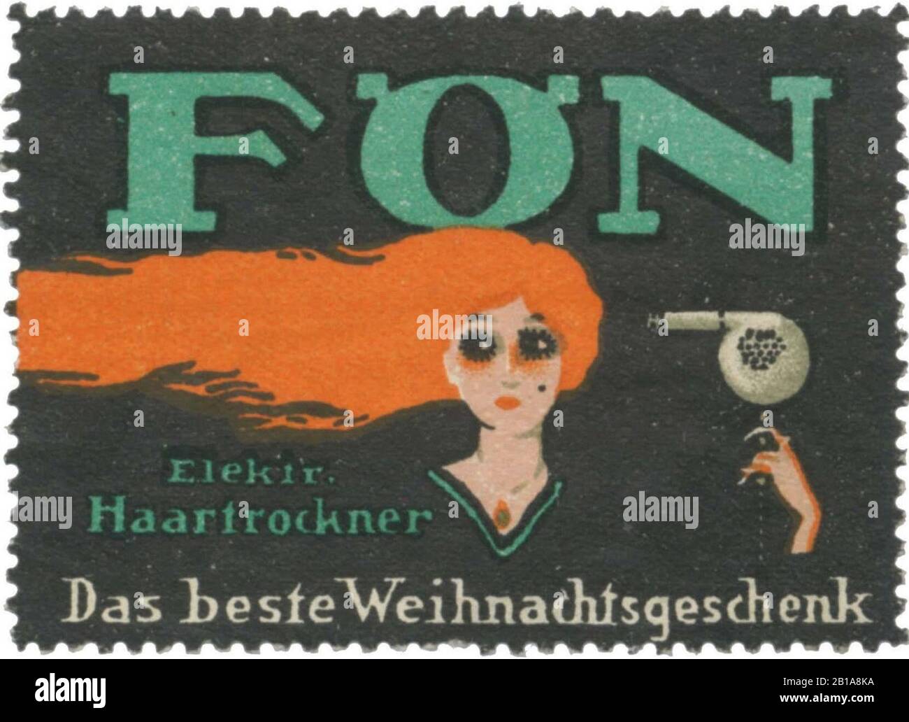 Fön. Elektrischer Haartrockner. Das beste Wehnachtsgeschenk. Stockfoto