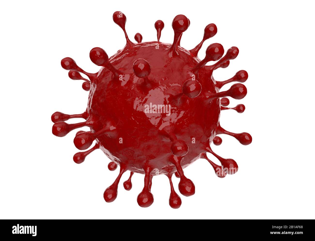 Coronavirus Viral Cell Representation, isoliert auf weißem Hintergrund. 3D-Rendering-Abbildung Stockfoto