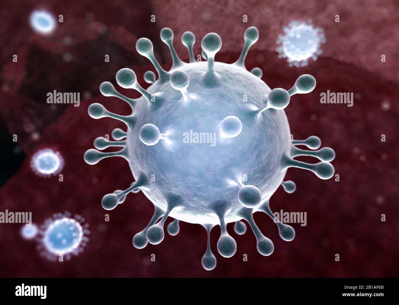 Darstellung der Viruszellen des Coronavirus. Abbildung 3D-Rendering Stockfoto
