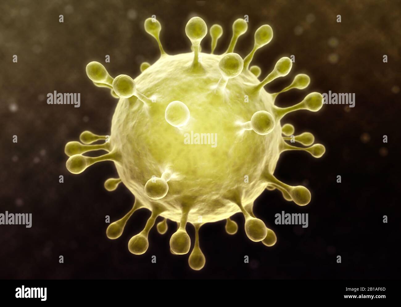 Darstellung der Viruszellen des Coronavirus. Abbildung 3D-Rendering Stockfoto