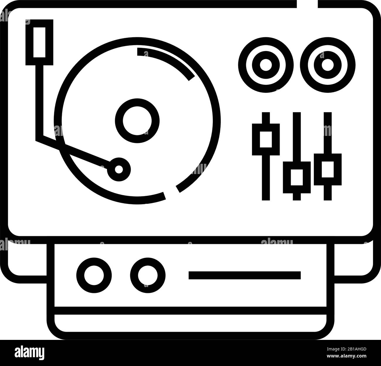 Symbol für DJ-Stationslinie, Konzeptzeichen, Konturvektorabbildung, lineares Symbol. Stock Vektor