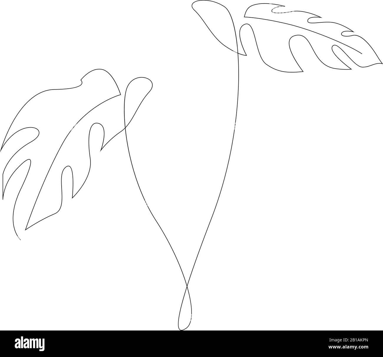 Monstera Leaf One Line Art. Konturzeichnung mit einer Linie. Moderne Einrichtung mit minimalistischer Kunst. Vektorgrafiken Stock Vektor