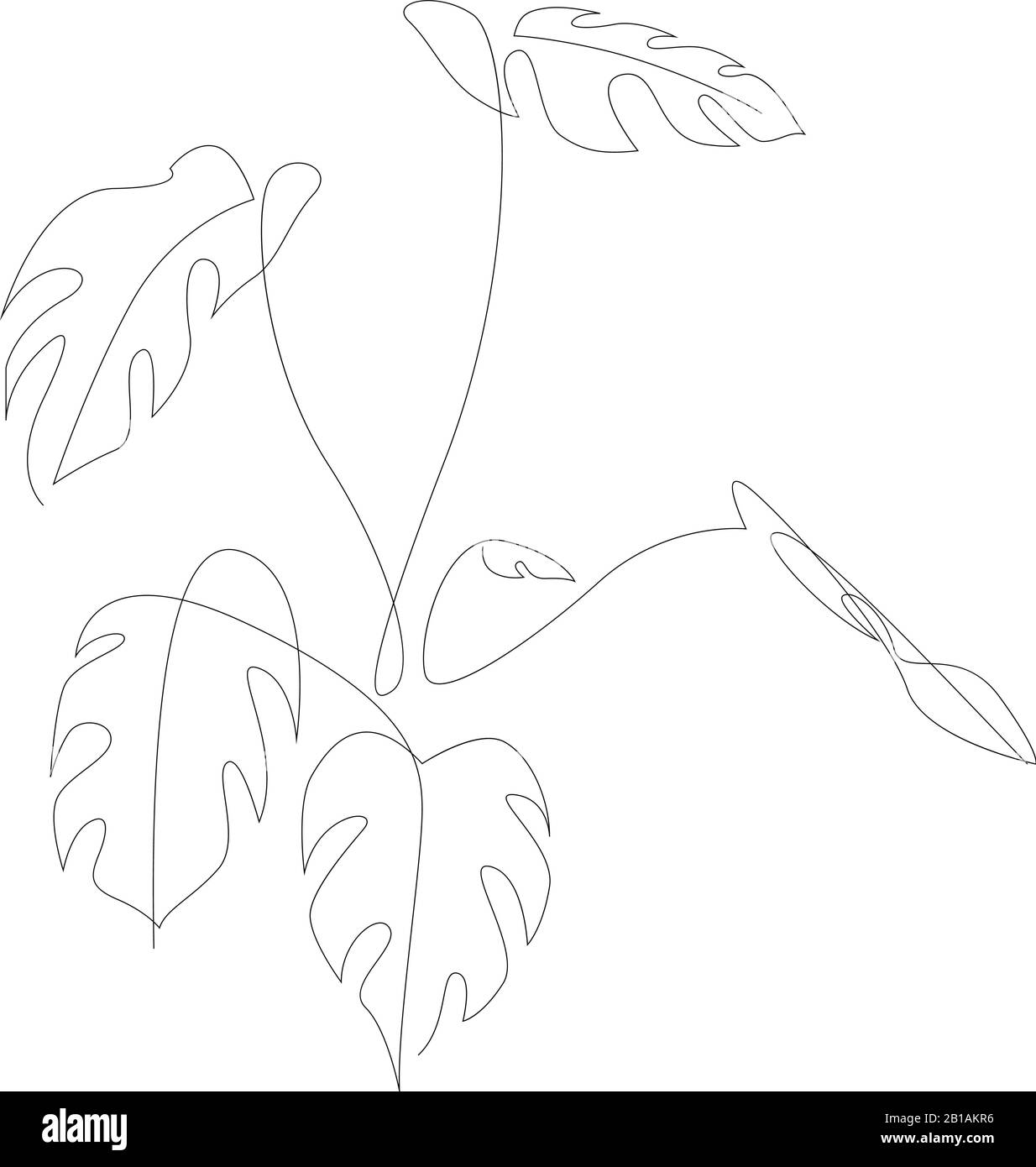 Lamellenlinie Monstera. Konturzeichnung. Moderne Einrichtung mit minimalistischer Kunst. Vektorgrafiken Stock Vektor