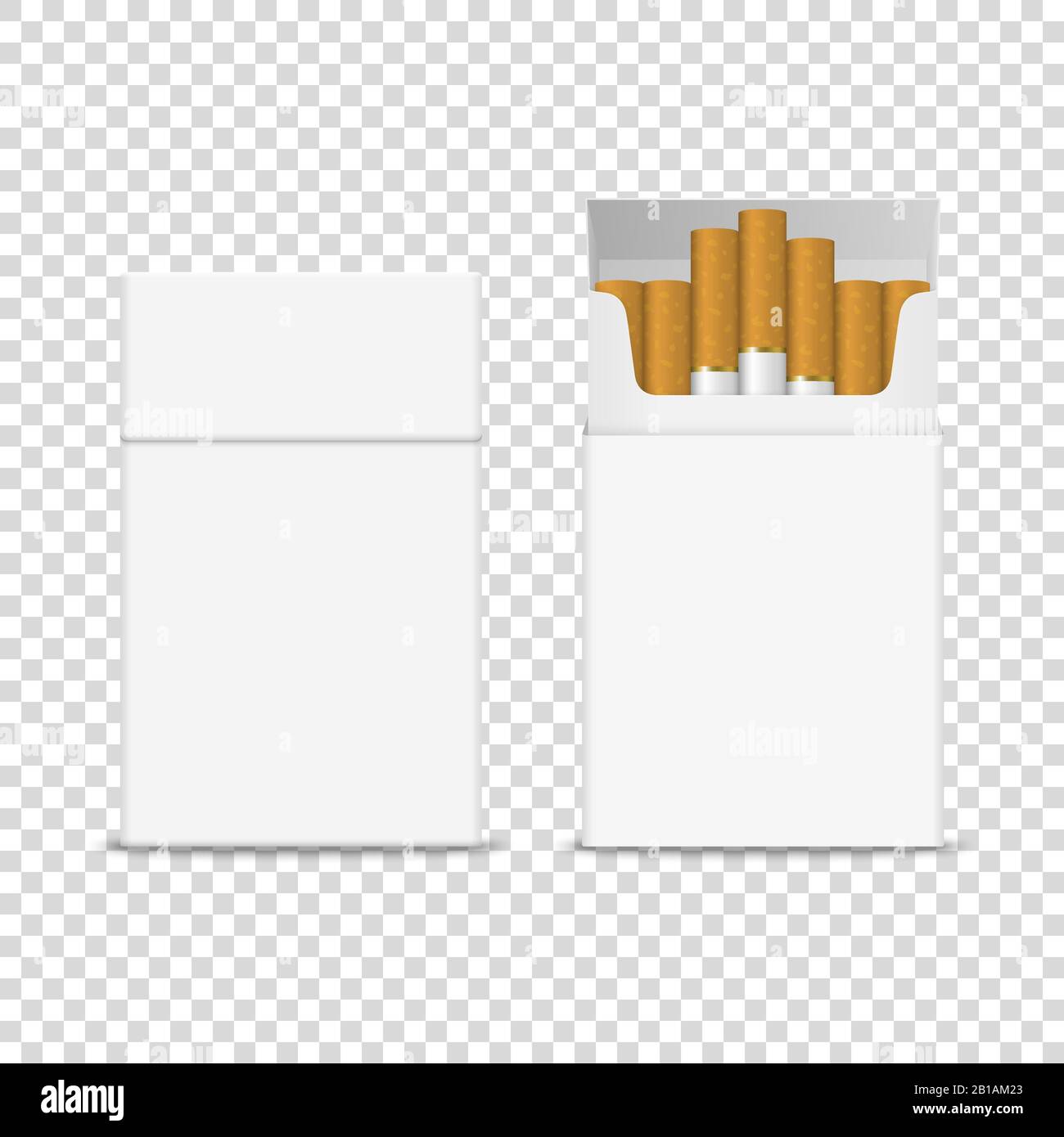 Vector 3d Realistisch Geschlossen Leer leer und mit Cigarettes Pack Box Symbol Auf Transparentem Hintergrund geschlossen. Designvorlage. Rauch Stock Vektor