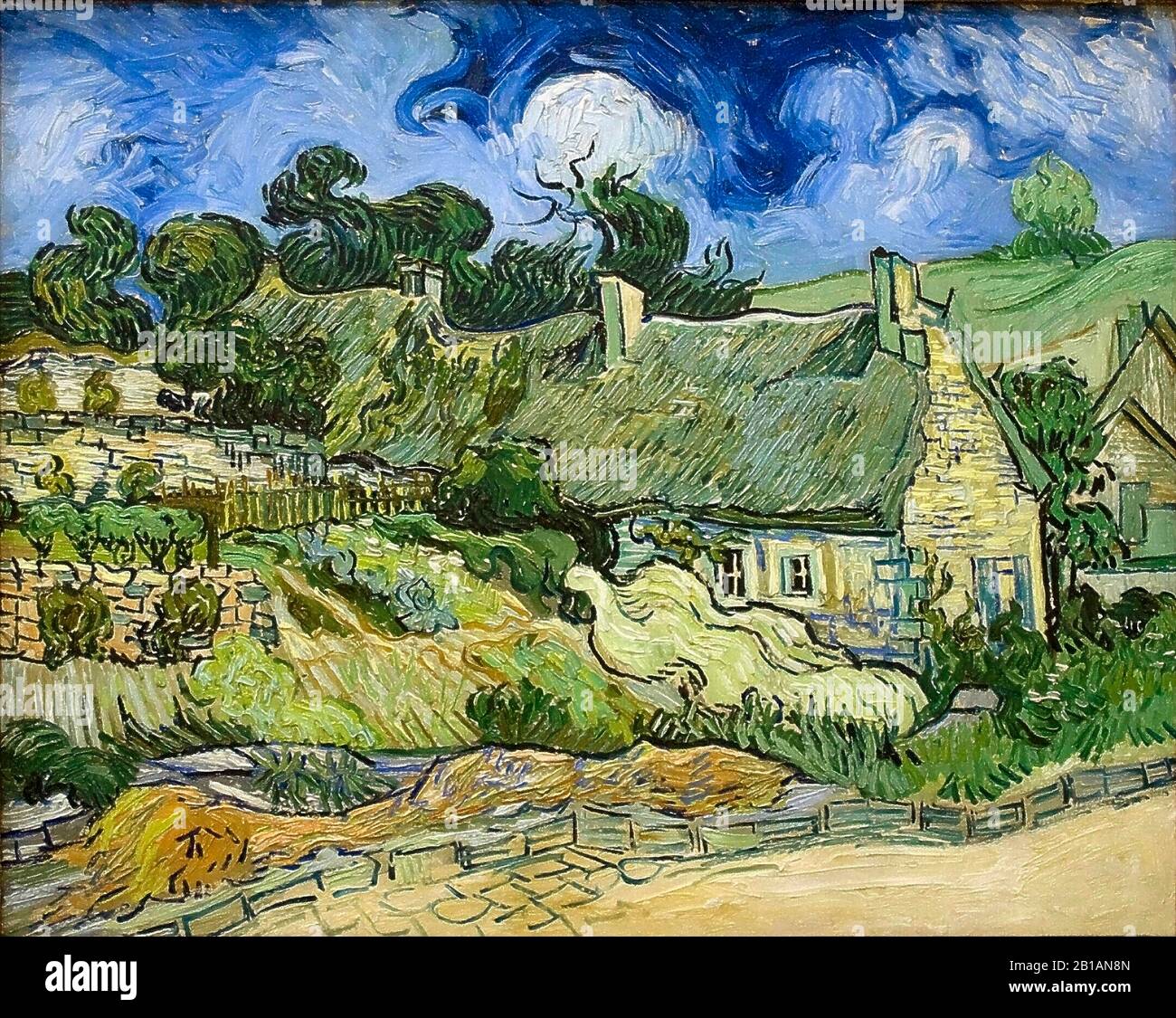 Reethred Cottages in Cordeville, 1890 - Gemälde von Vincent van Gogh - Sehr hohe Auflösung und Qualitätsbild Stockfoto