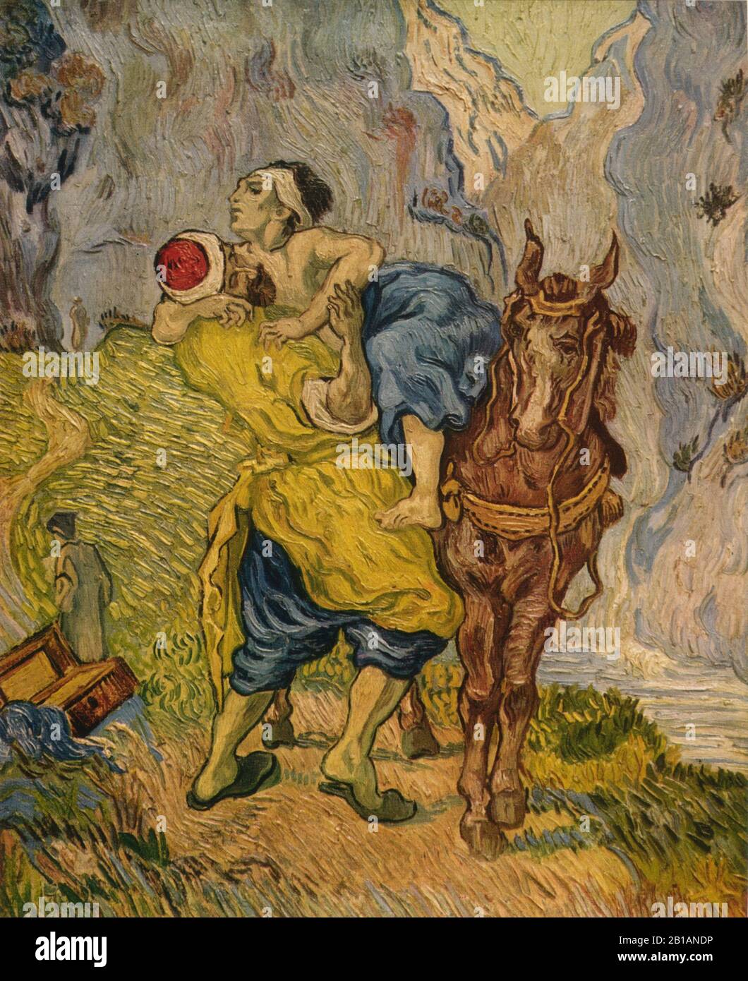 Der Barmherzige Samariter, 1890 - Gemälde von Vincent van Gogh - Sehr hohe Auflösung und Qualitätsbild Stockfoto