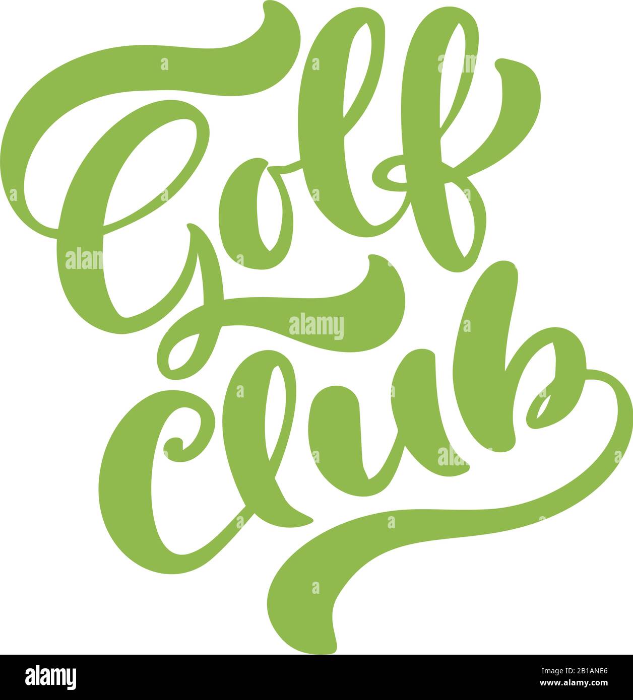Text mit Kalligraphie für Vektorgrafiken im Golfclub. Logo-Vorlagen im Vintage-Stil. Einfache grüne Worte für Golfmeisterschaft, Turnier und Golfclub Stock Vektor