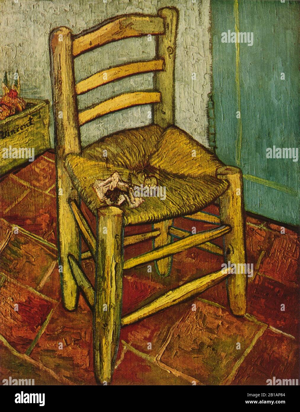 Van Gogh's Chair, das Gemälde von Vincent van Gogh, wurde im Jahre 1889 mit sehr hoher Auflösung und hoher Bildqualität aufgenommen Stockfoto