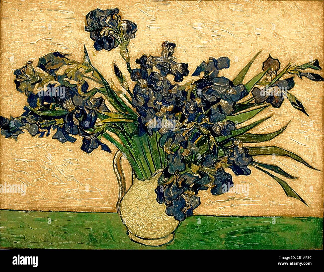 Vase with Iises - Gemälde von Vincent van Gogh von 1889 - Sehr hohe Auflösung und hochwertige Bilder Stockfoto