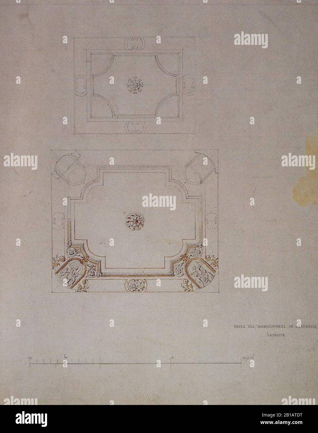 Friedrich August Stüler - Lapislazulizimmer - Decke. Stockfoto