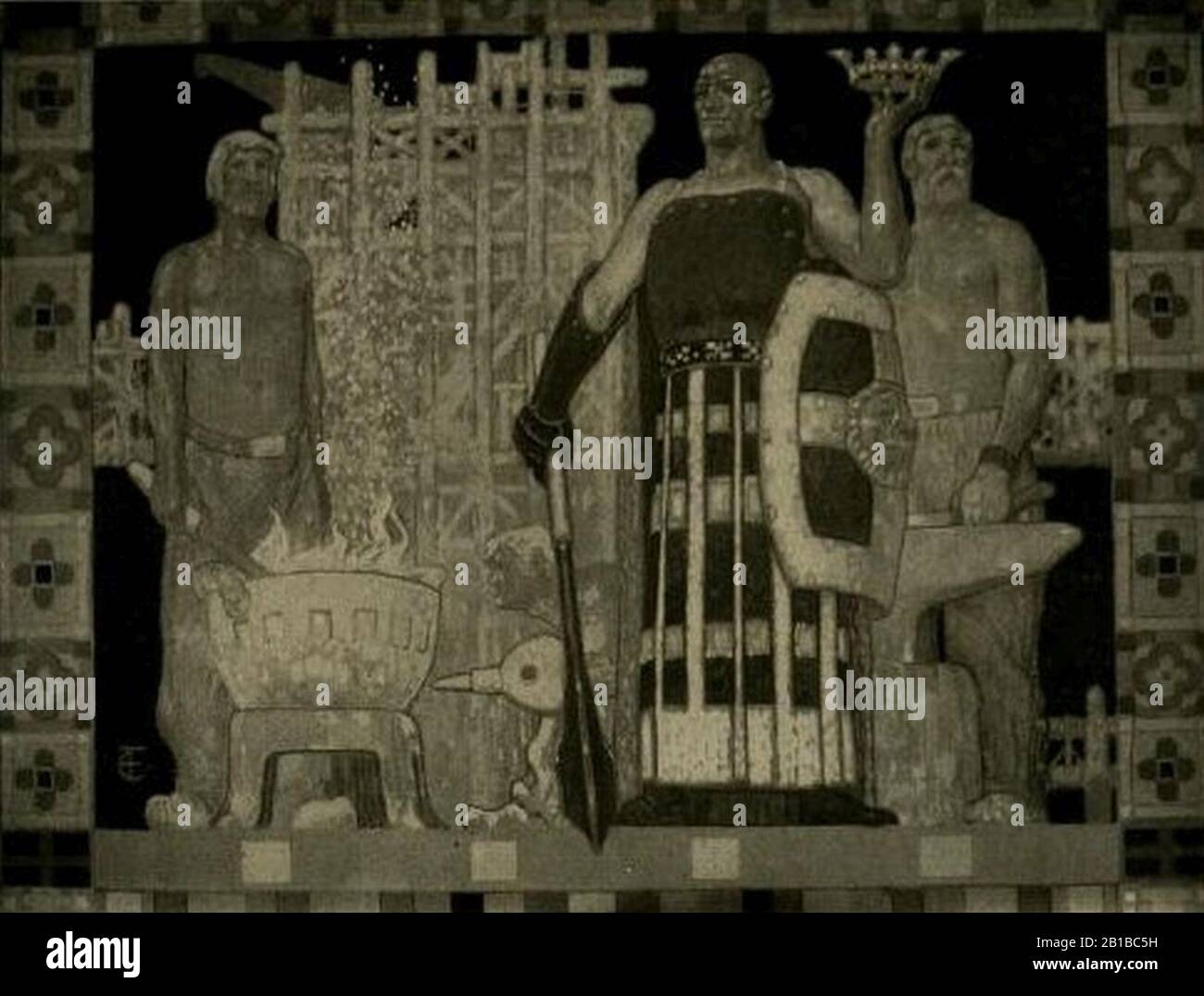 Fritz Erler - Eisen. Wandgemälde auf der Ausstellung München 1908. Stockfoto