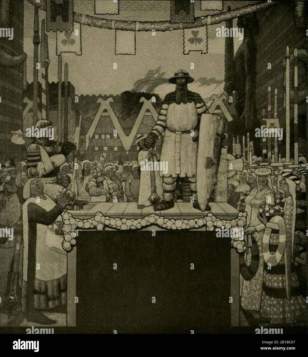 Fritz Erler - Ausschnitt aus den Wandbildern im Festsaal des neuen Rathauses in Hannover 1913 (2). Stockfoto