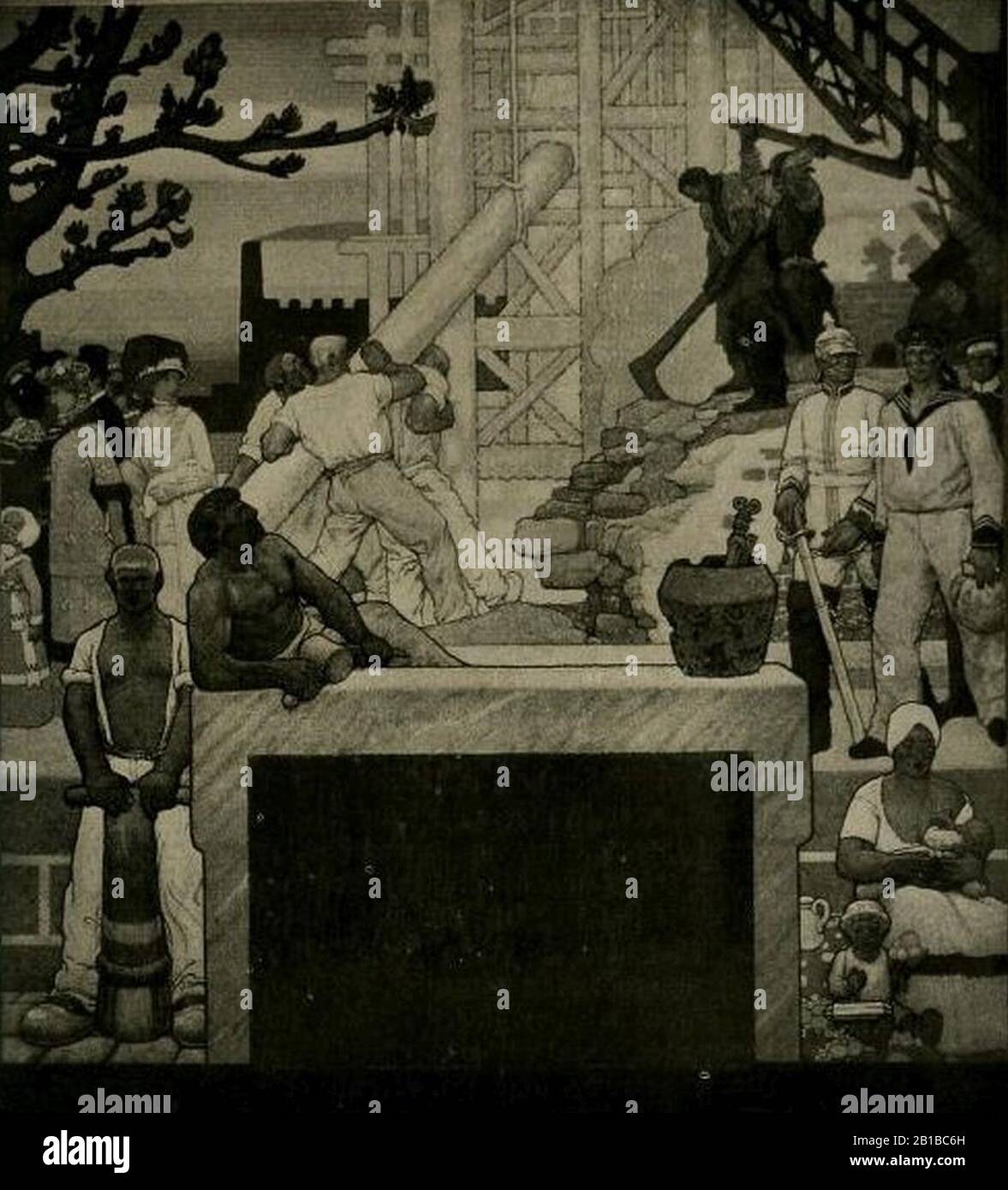 Fritz Erler - Ausschnitt aus den Wandbildern im Festsaal des neuen Rathauses in Hannover 1913 (3). Stockfoto