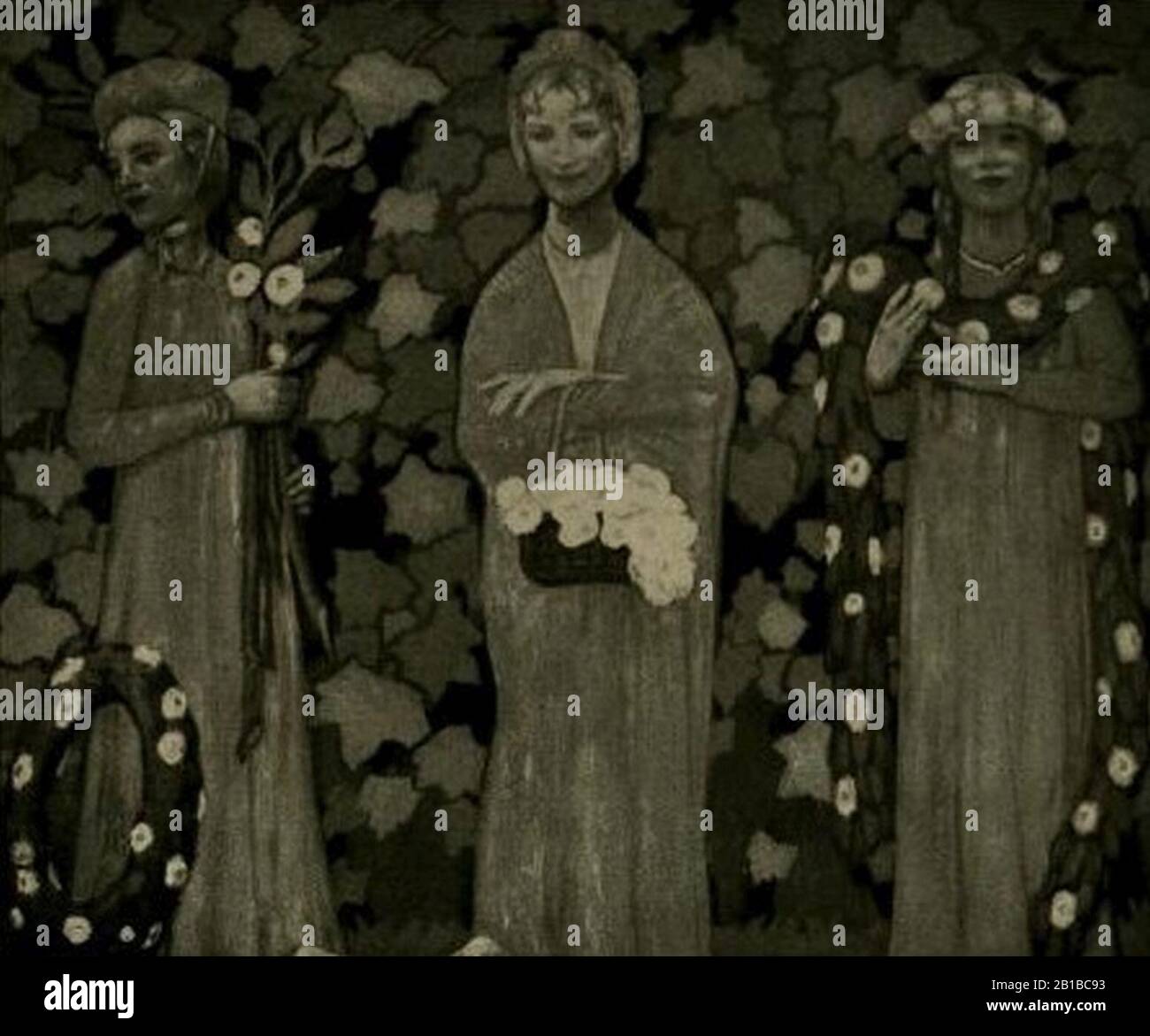 Fritz Erler - Rechter Flügels eines Wandbildes im Haus Meirowsky in Köln im Jahr 1909. Stockfoto