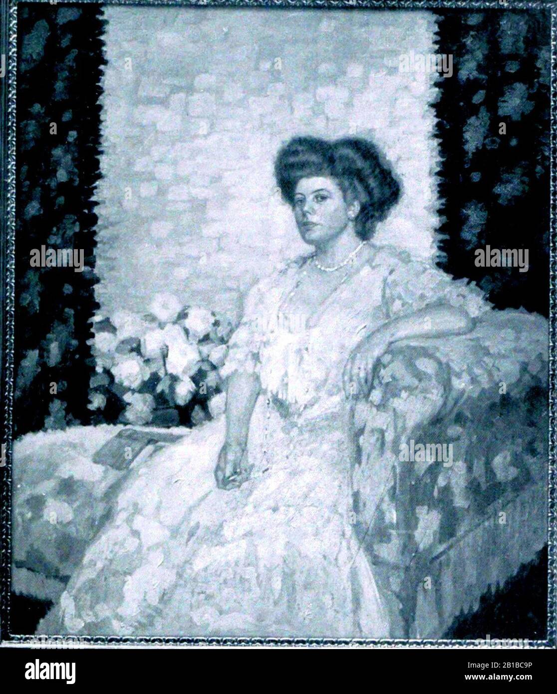 Fritz Erler (geb. 15. Dezember im Jahre 1868 in Frankenstein (Schlesien), gest. 11. Dezember 1940 in München), Bildnis Frau Rudolf Chilingworth im Haus Chilingworth, Liebigstraße 3, Nürnberg-Wördh. Stockfoto