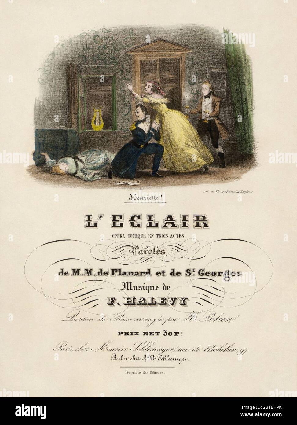 Fromental Halévy, L'Éclair Score Cover - Restoration. Stockfoto