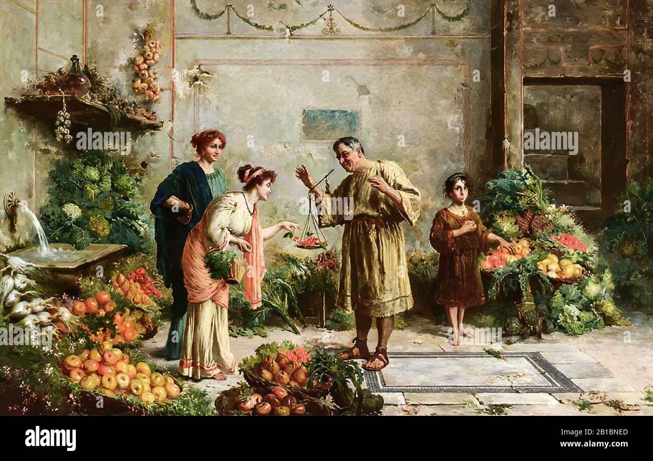 Fruit Vendor von Ettore Forti. Stockfoto