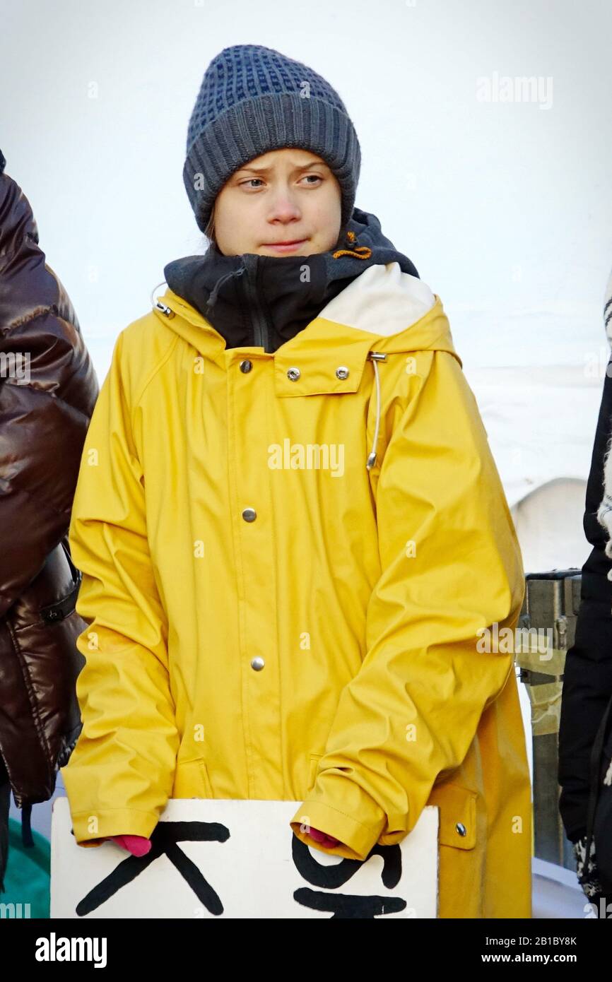 Greta Thunberg bei der Veranstaltung "Fridays For Future" in Turin. Turin, Italien - Dezember 2019 Stockfoto