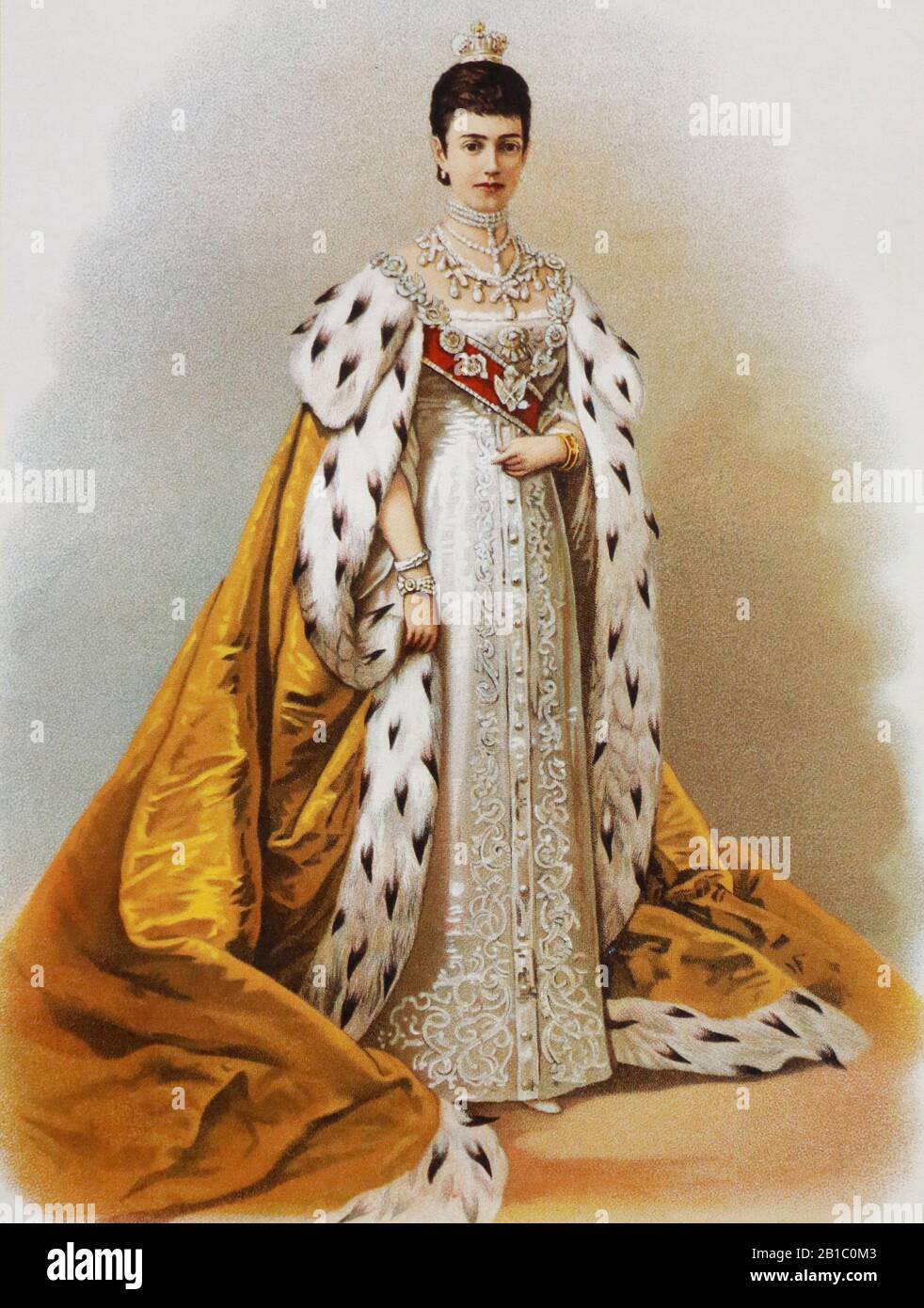 Russische Kaiserin Maria Fedorowna in Krönungskleidung. Das Gemälde des 19. Jahrhunderts Stockfoto