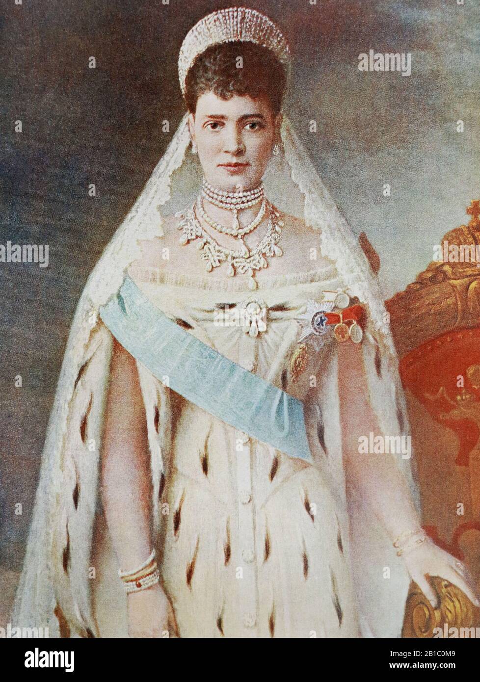 Russische Kaiserin Maria Fedorowna. Gemälde von A. Passel, 19. Jahrhundert Stockfoto